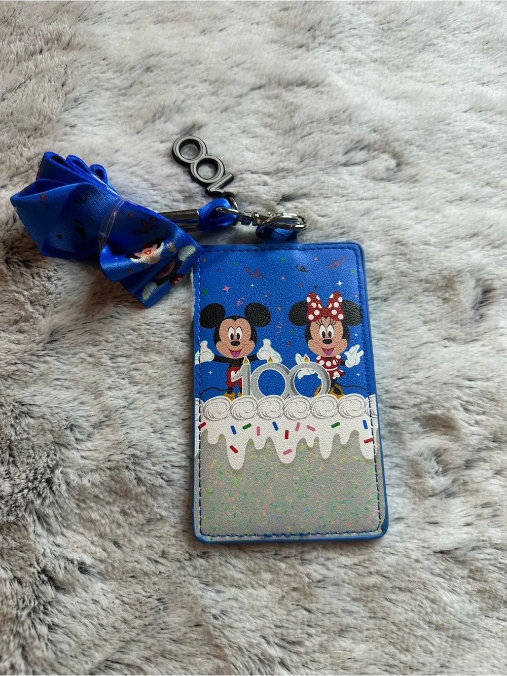 Disney Royal Blue Cardholder Lanyard with Bow Accent